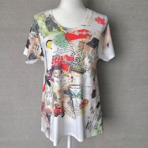 Inoah Aline French Print T-Shirt NWT Size Small